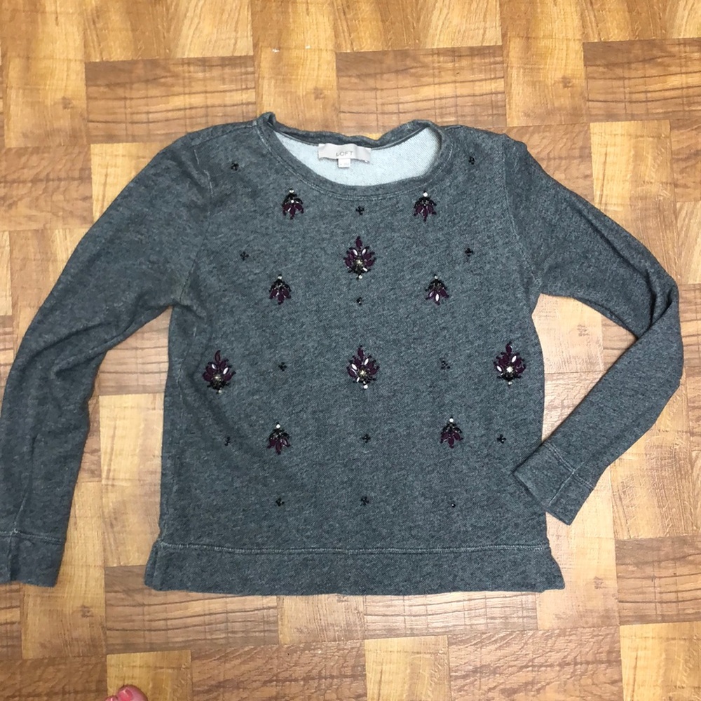 Ann Taylor sweatshirt with purple and black stone